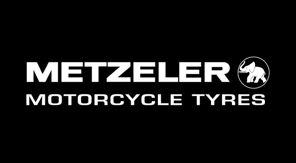 Immagine del logo Metzeler bianco su sfondo nero, con icona dell'elefante.