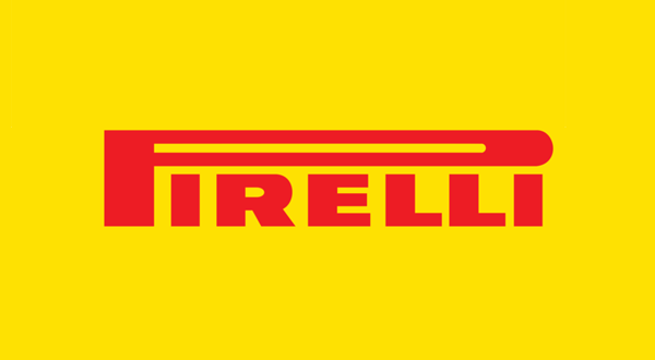 Immagine del logo Pirelli con scritta rossa su sfondo giallo.